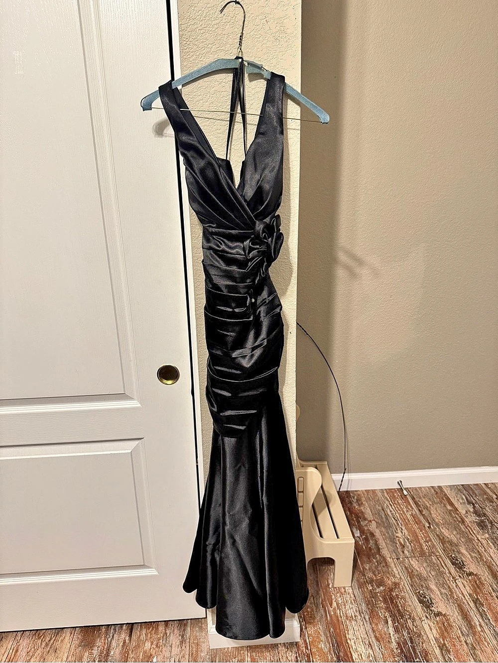 Poly USA Ruched Black Maxi Dress Size Large